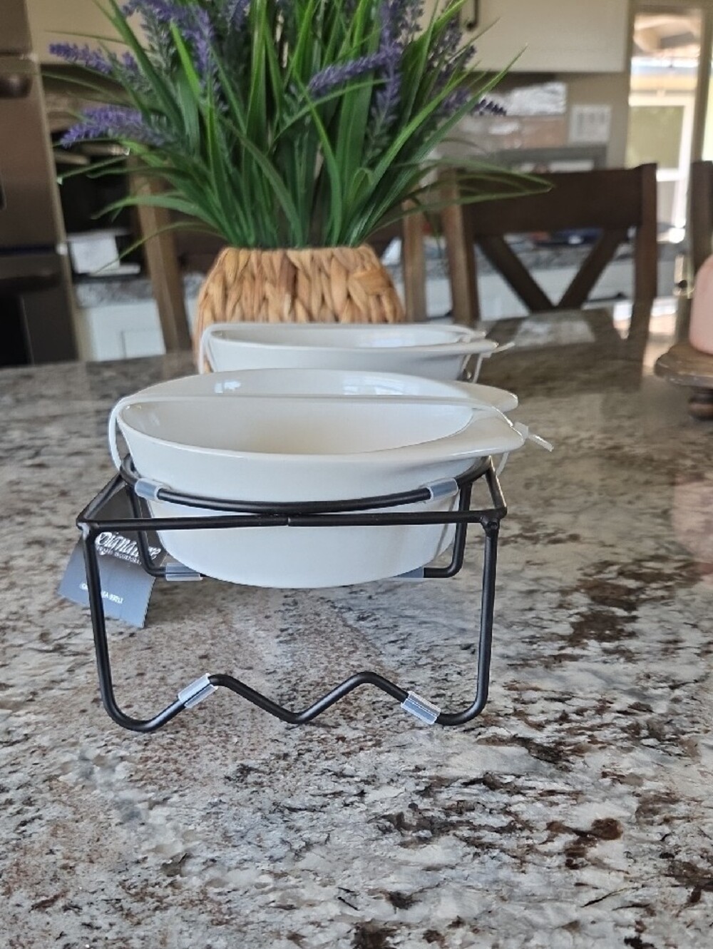 Signature Cat Ceramic Double Bowl Set in White - Picture 7 of 7